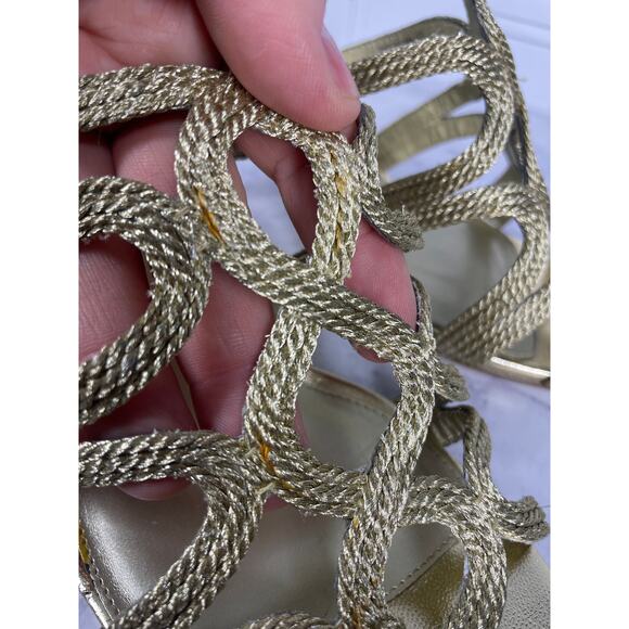 Adrianna Papell Boutique, Size 10M, Gold Cage Heels, Rope Strappy Open Toe *Read - Picture 10 of 14